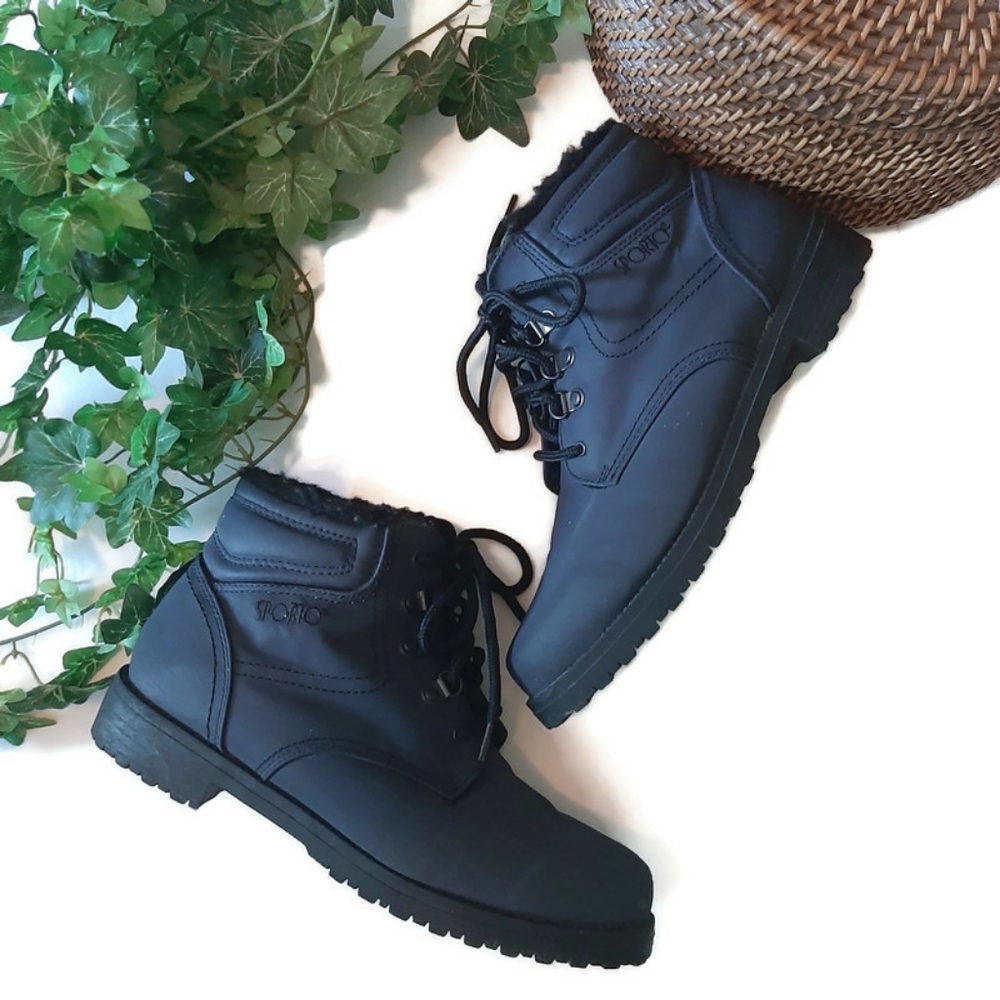 SPORTO rugged waterproof hiker boots Faux Fur Padded Ankle Throat Insulated Sz 8